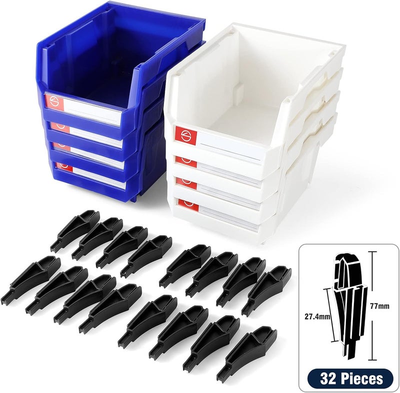 Pe&Hui Storage Organizer Bins,Wall Mount Storage Parts Rack,Stackable Shop Tool Bins for store Screws,Small Parts,Office Supplies and other Accessories (8Pack Blue&White) … - Image 5